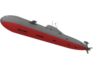 Soviet Akula Attack Submarine 3D Model