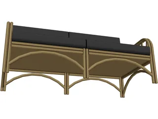 Sofa Bambu and Rattan 3D Model