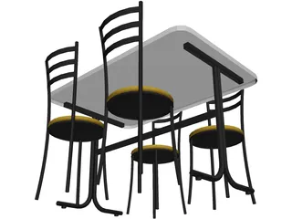 Table And Chairs Snack Bar 3D Model