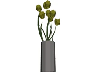 Tulips In Vase 3D Model