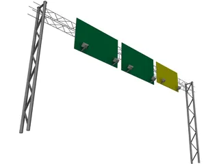 Highway Truss with Signs 3D Model