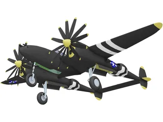 Lockheed P-38J Lightning 3D Model