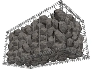 Natural Large Stone-Filled Metal Gabions 3D Model