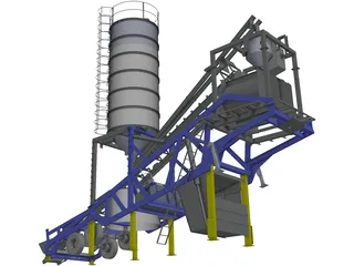 Mobile Concrete Batching Plant Mixer 3D Model