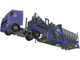 Mobile Concrete Batching Plant Mixer Unit Mobile 3D Model