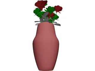 Roses in Vase 3D Model