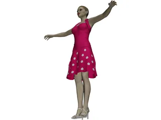 Summergirl in Strawberry Dress 3D Model