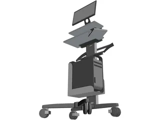 Mobile Computer Cart 3D Model