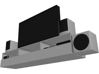 TV Rack with TV and Stereo 3D Model