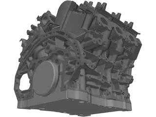 Twin Turbo V6 Engine 3D Model