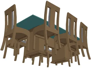 Dining Table and Chairs 3D Model