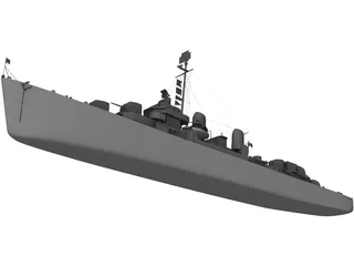 USS Kidd Destroyer 3D Model