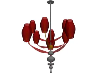 Modern Asian Chandelier 3D Model