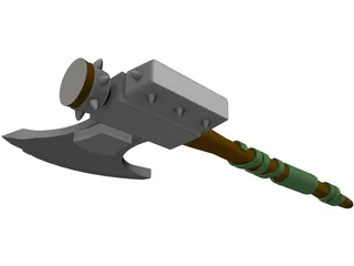 Medieval Battle Axe Handle 3D Model