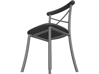 Metal Kitchen Chair with Padded Back 3D Model