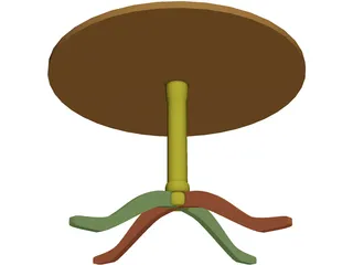 Wooden Round End Table 3D Model