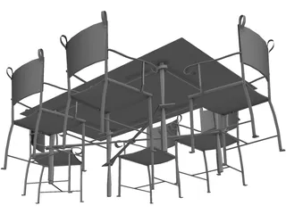 Table with Chairs 3D Model