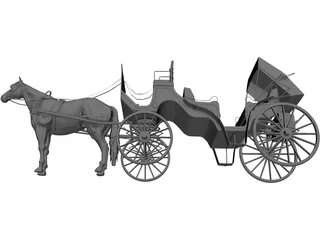 Old Style Horse Carriage 3D Model