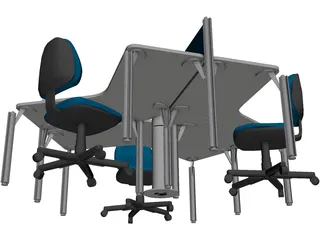 Office Table Set 3D Model