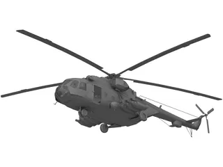 MI-8 Hip Transport Helicopter with Rocket Pods 3D Model