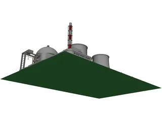 Black Rock River Nuclear Power Plant 3D Model