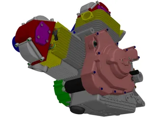 Ducati 900cc Air Cooled Engine 3D Model