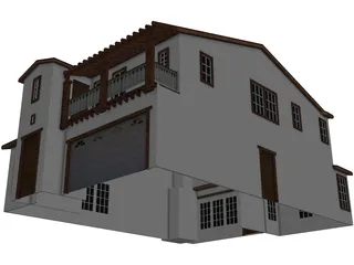 Spanish Style House 2 Story 3D Model