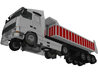 Volvo FH16 Semitrailer Dumper 5 Axle 3D Model