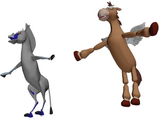 Animated Cartoon Horse 3D Model