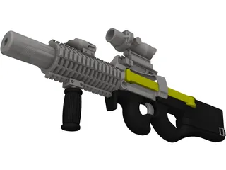 P-90 Machine Gun 3D Model