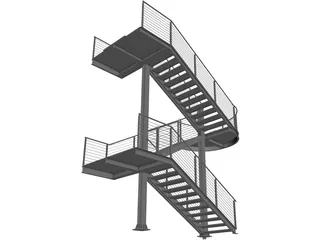 Fire Escape Stair 3D Model