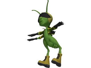 Grasshopper Cartoon 3D Model