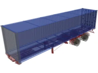 Renault Magnum Container Trailer 3D Model