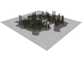 City Part at Midnight 3D Model