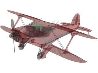 Beechcraft G17S Staggerwing 3D Model