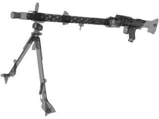 German Machinegun MG34 WWII 3D Model