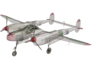 Lockheed P-38 J/L Lightning 3D Model