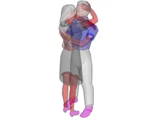 Adults Hugging 3D Model