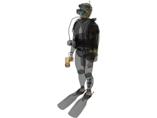 Scuba Diver Male 3D Model