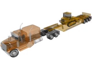 Lowboy Semi Truck 3D Model