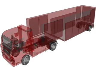 Euro Semi Truck with Trailer 3D Model