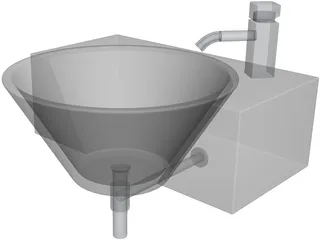 Modern Bathroom Hand Basin - Arke540 and Tap (Faucet) 3D Model