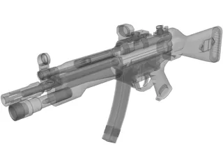 H&K MP5A4 Tactical Submachinegun 3D Model