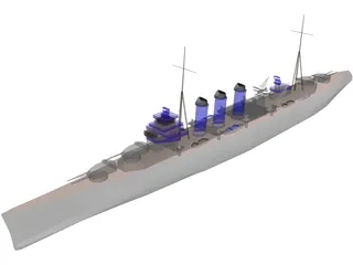 County Class Heavy Cruiser 3D Model