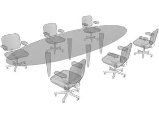 Table with Chairs 3D Model