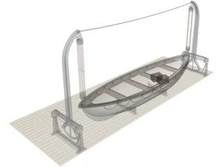 Lifeboat and Davits 3D Model