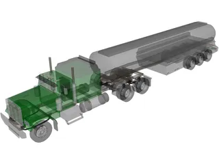 Ford Semi Truck with Tanker Trailer 3D Model