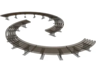 Curved Bench 3D Model