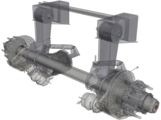Truck Axle with Brakes 3D Model