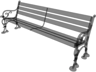 Wood and Metal Park Bench 3D Model